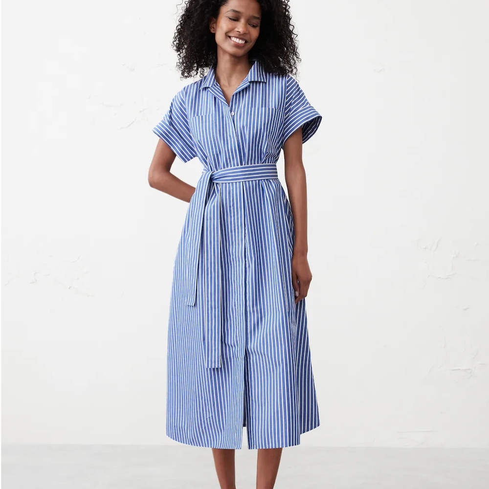 Banana Republic Factory Striped Blue Midi Dress